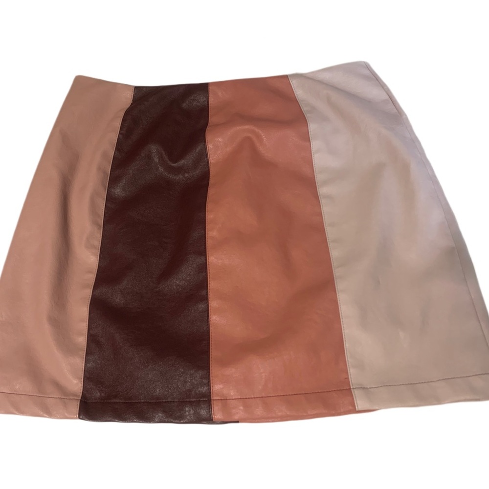 Mi Ami pink color block mini skirt, faux leather, size L